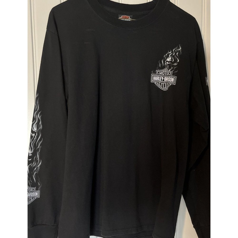 Harley-Davidson  Logo Flames Trondheim Norway  Longsleeve T-Shirt Sz Lg 2016